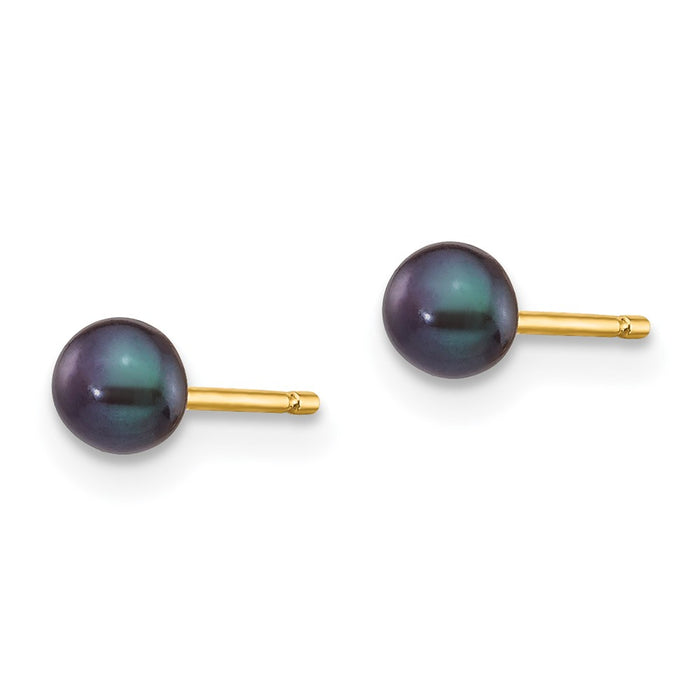 Buy Stylish 14K Gold Black Button Freshwater Pearl Stud Earrings - 3-4mm-2