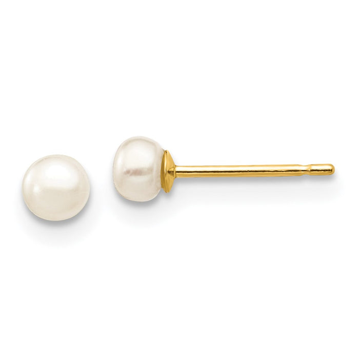 Shop Exclusive 14K White Gold Pearl Button Stud Earrings - 3-4mm Luxury Value-1