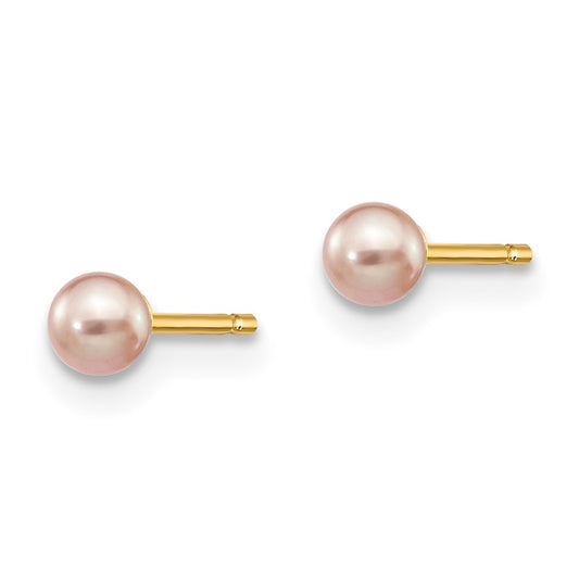Shop Stylish 14K Gold 3-4mm Purple Freshwater Pearl Stud Earrings | Luxury Value