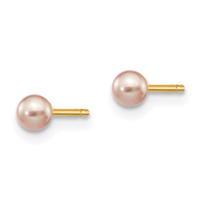 Shop Stylish 14K Gold 3-4mm Purple Freshwater Pearl Stud Earrings | Luxury Value-2