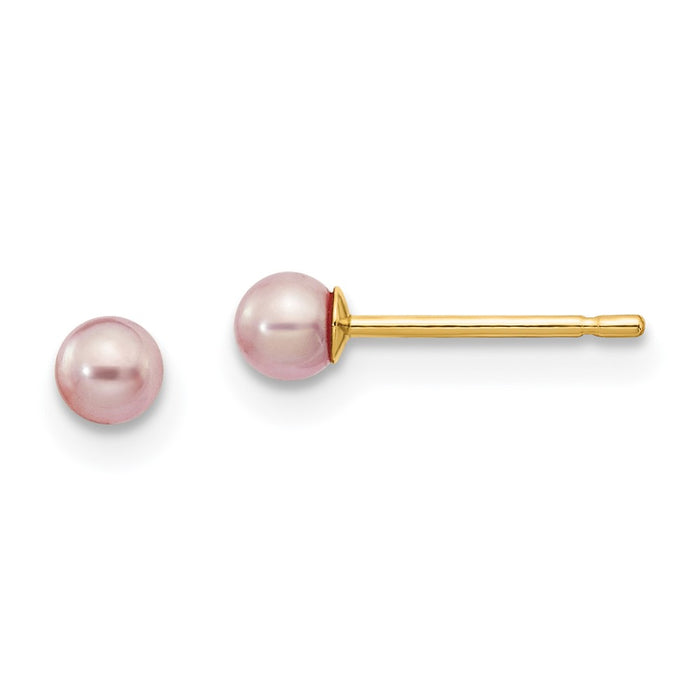 Shop Stylish 14K Gold 3-4mm Purple Freshwater Pearl Stud Earrings | Luxury Value-1