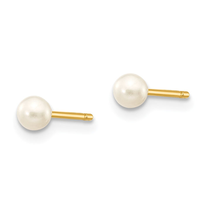 Buy Stylish 14K White Gold Pearl Stud Earrings - 3-4mm, Affordable Luxury!-2