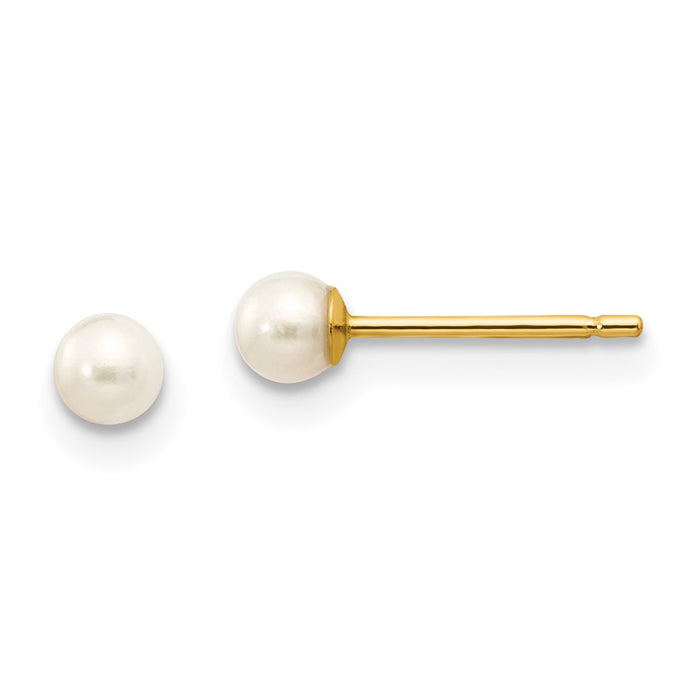 Buy Stylish 14K White Gold Pearl Stud Earrings - 3-4mm, Affordable Luxury!-1