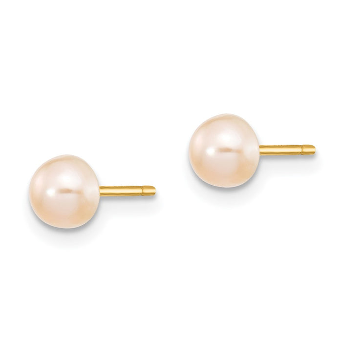 Buy Stylish 14K Gold 4-5mm Pink Freshwater Pearl Stud Earrings - Affordable Luxury!-2