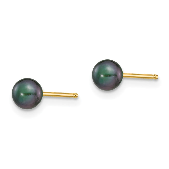 Shop Stylish 14K Gold Black Freshwater Pearl Stud Earrings (4-5mm) - Luxury Value-2
