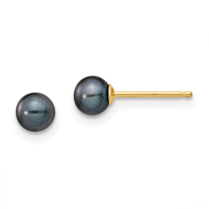 Shop Stylish 14K Gold Black Freshwater Pearl Stud Earrings (4-5mm) - Luxury Value-1