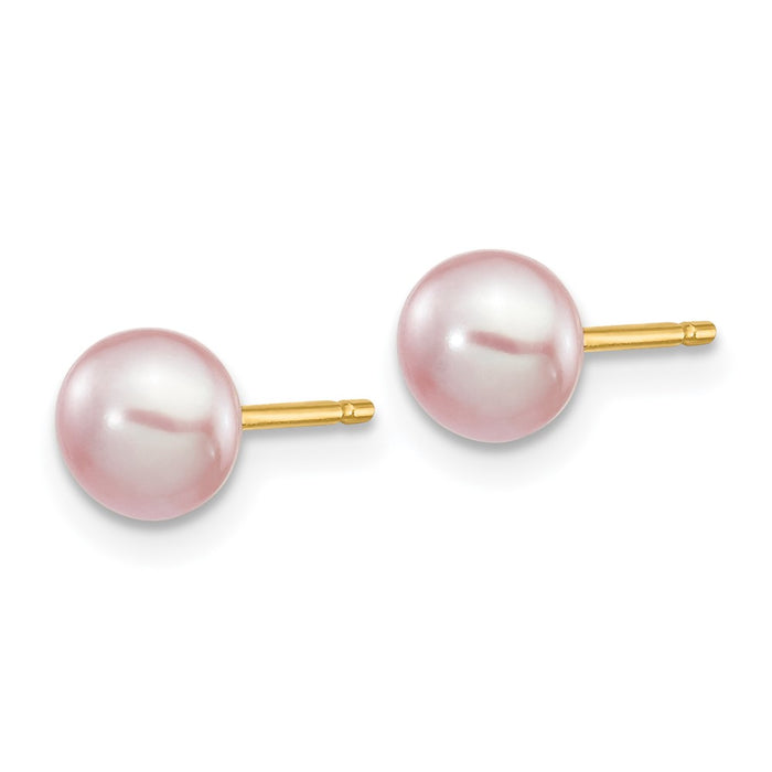 Shop Exclusive 14K Gold 5-6mm Purple Button Pearl Stud Earrings - Stylish Value-2