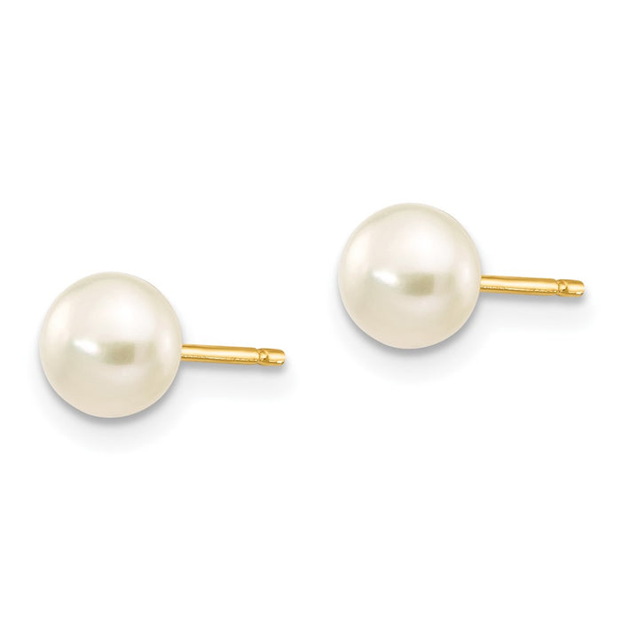 Buy Exclusive 14K White Gold Pearl Stud Earrings - 5-6mm | Stylish Value Deal-2