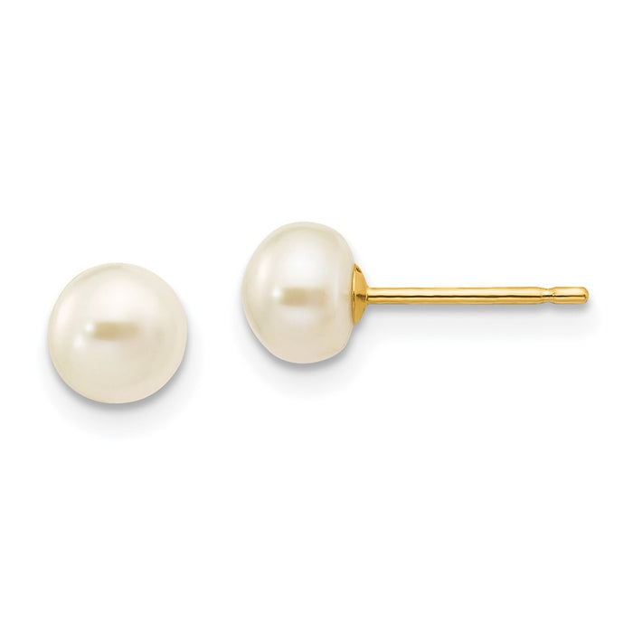 Buy Exclusive 14K White Gold Pearl Stud Earrings - 5-6mm | Stylish Value Deal-1
