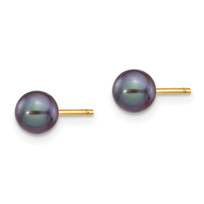 Shop Stylish 14K Gold Black Freshwater Pearl Stud Earrings (5-6mm) - Luxury!-2