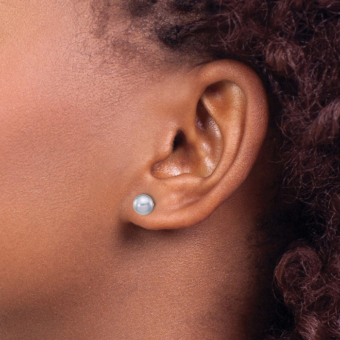 Exclusive 14K Gold 5-6mm Grey Pearl Stud Earrings - Stylish Luxury Value-3