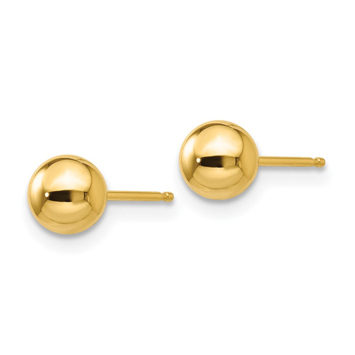 High-Quality 14K Gold Polished 5mm Ball Stud Earrings - Stylish & Affordable-2