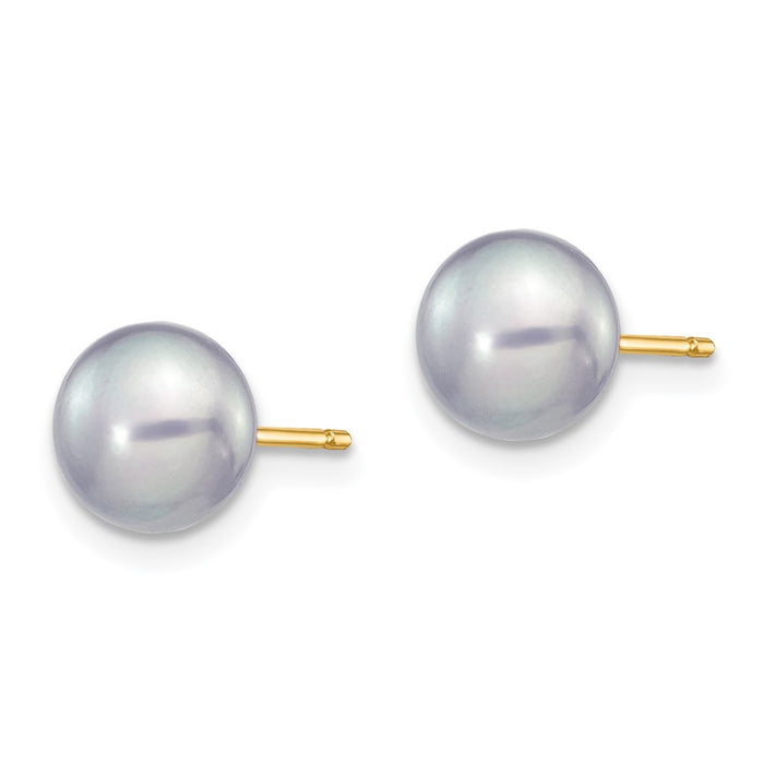 High-quality 14K Gold Grey Button Freshwater Pearl Stud Earrings - Stylish Value!-2
