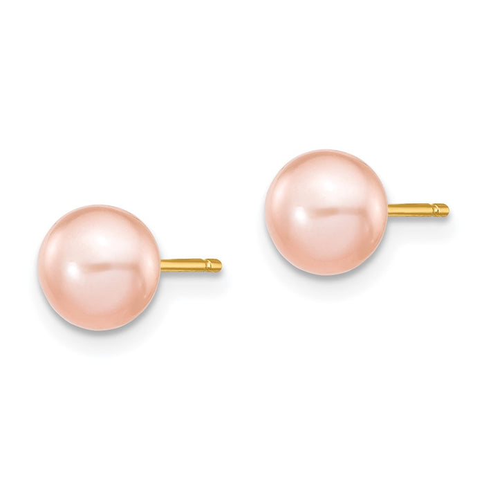 Buy Exclusive 14K Gold 6-7mm Pink Freshwater Cultured Pearl Earrings-2