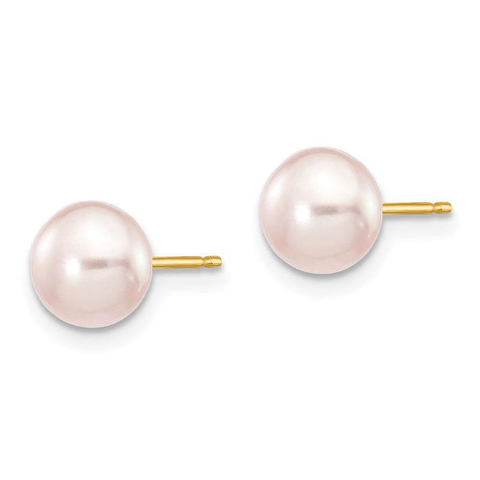 Designer 14K Gold 6-7mm Purple Pearl Stud Earrings - Stylish & Affordable!-1
