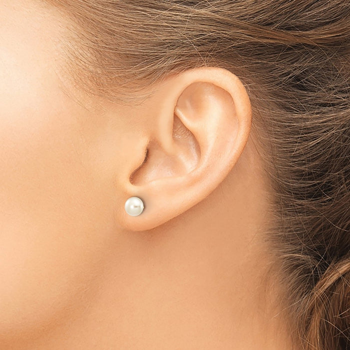 Shop Stylish 14K White Gold Freshwater Pearl Stud Earrings, 6-7mm, Affordable Price-3