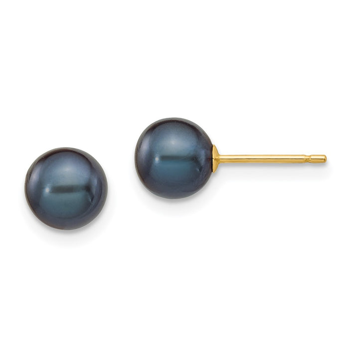 Shop Stylish 14K Gold Black Freshwater Pearl Stud Earrings (6-7mm) - Luxury Value!-1