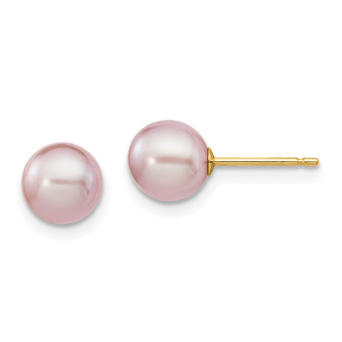 Buy Stylish 14K Gold 6-7mm Purple Freshwater Pearl Stud Earrings - Affordable Value!-1
