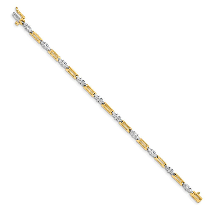 Exclusive 14K Two-Tone AAA Diamond Fancy Link Tennis Bracelet - Luxury Value-2