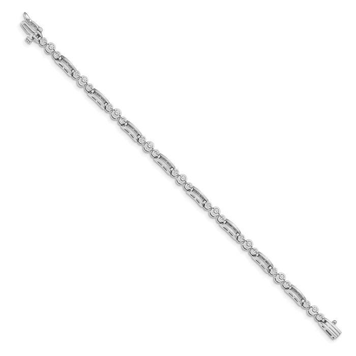 Buy 14K White Gold Diamond Fancy Link Tennis Bracelet - Stylish Design, 7.5"-2