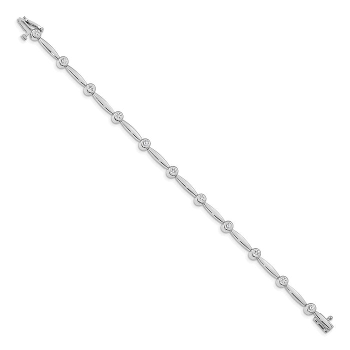Buy 14K White Gold AA Diamond Bar Link Bracelet - Stylish Elegance at Great Value-2