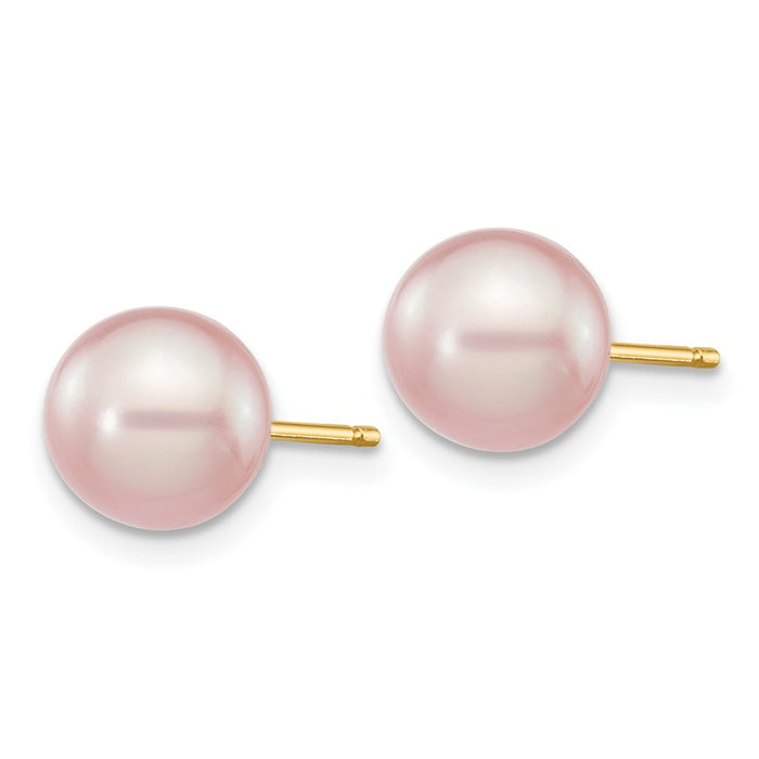 Buy Exclusive 14K Gold 7-8mm Purple Freshwater Pearl Stud Earrings - Stylish Value!-2