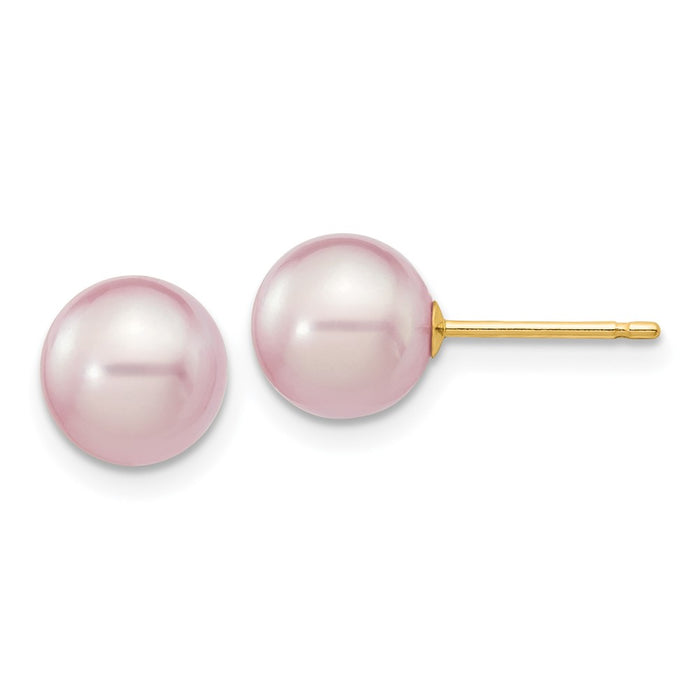 Buy Exclusive 14K Gold 7-8mm Purple Freshwater Pearl Stud Earrings - Stylish Value!-1