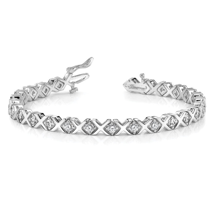 High-Quality 14K White Gold Diamond Tennis Bracelet - Stylish & Affordable!-3