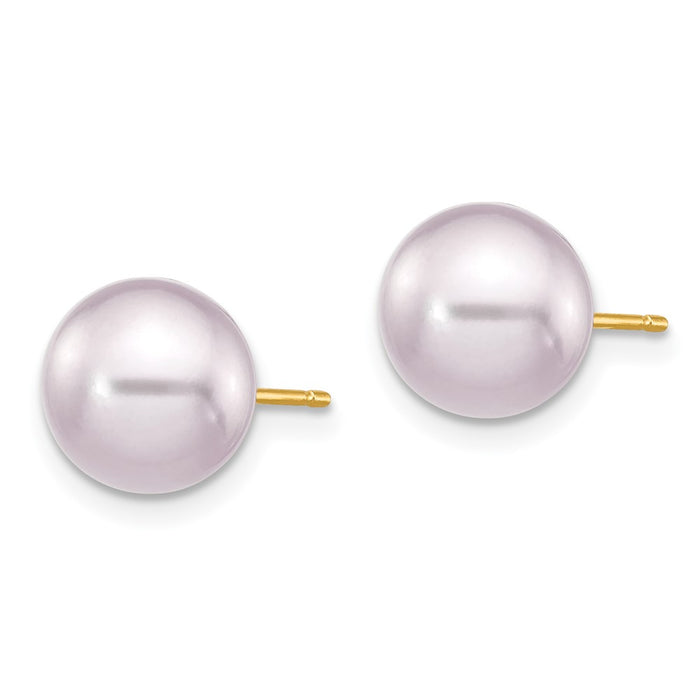 Exclusive 14K Gold 8-9mm Purple Pearl Stud Earrings - Stylish & Affordable-2