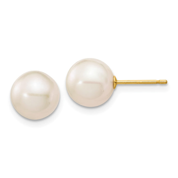 Buy Stylish 14K Gold Freshwater Pearl Stud Earrings - 8-9mm Luxury Value-1