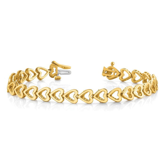 Shop 14K Gold Heart-Shaped Add-A-Dia Bracelet, Holds 25 Stones 2.75mm, Stylish!-3