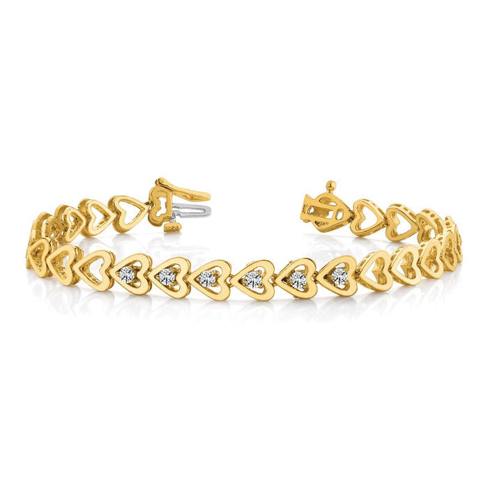 Shop 14K Gold Heart-Shaped Add-A-Dia Bracelet, Holds 25 Stones 2.75mm, Stylish!-4