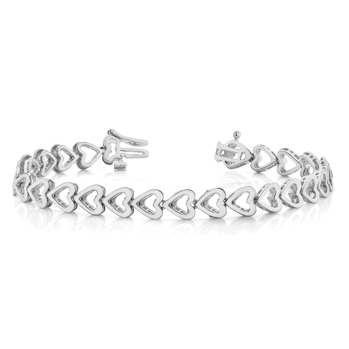 Buy Stylish 14K White Gold Heart-Shaped Add-A-Dia Bracelet, 24 Stone, 2.75mm Gems-3