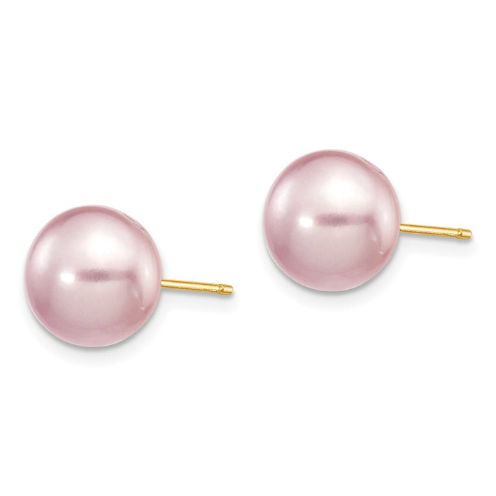 Buy Stylish 14K Gold Freshwater Cultured Pearl Stud Earrings - 9-10mm Luxury-2