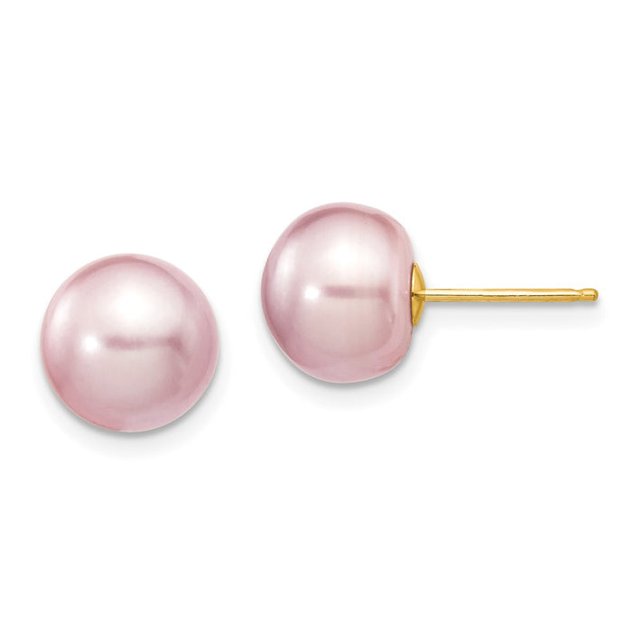 Buy Stylish 14K Gold Freshwater Cultured Pearl Stud Earrings - 9-10mm Luxury-1