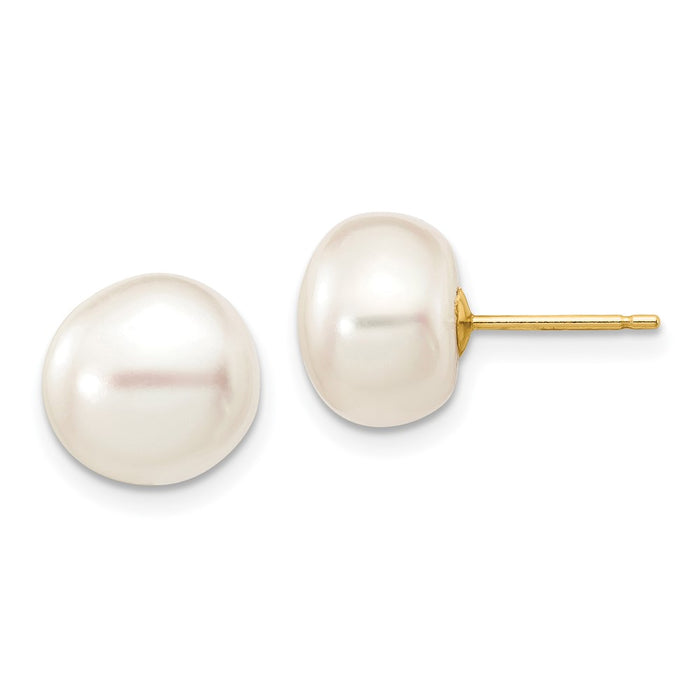 Shop Stylish 14K White Gold 9-10mm Freshwater Pearl Button Stud Earrings-1