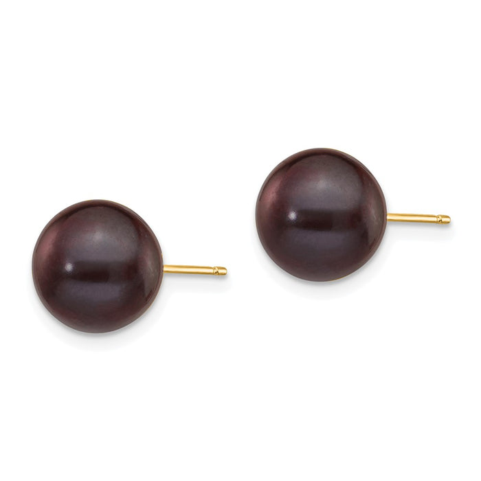 Shop Luxury 14K Gold Black Freshwater Pearl Stud Earrings - 9-10mm Value-2