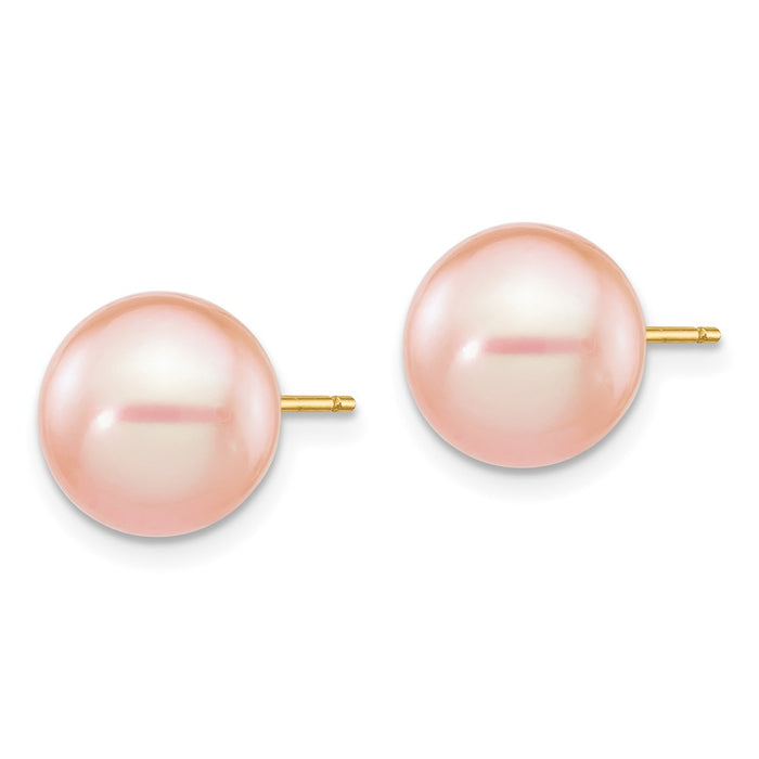 Buy Stylish 14K Gold Pink Freshwater Cultured Pearl Stud Earrings - 9-10mm-2