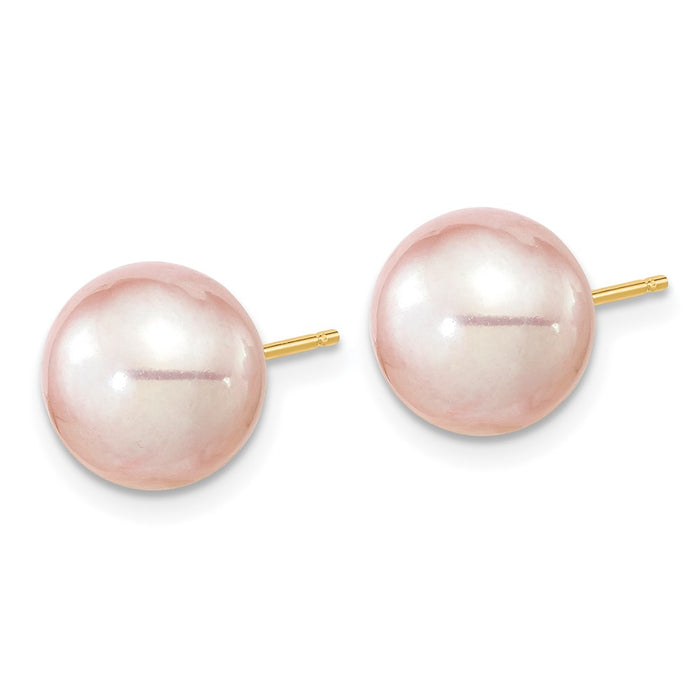 Shop Stylish 14K Gold 9-10mm Purple Freshwater Pearl Stud Earrings-2