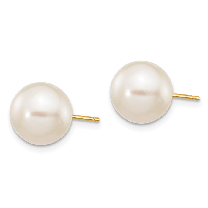 High-Quality 14K White Gold 9-10mm Pearl Stud Earrings - Stylish Value Deal!-2