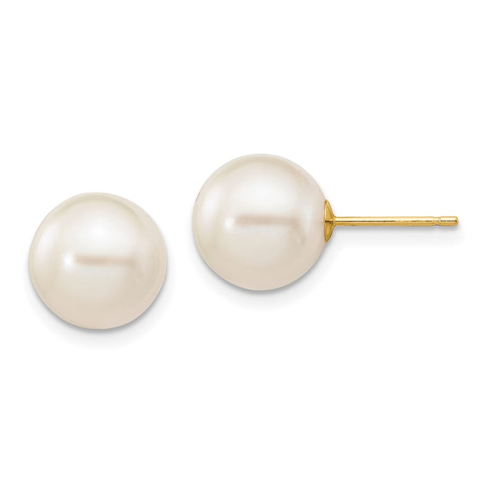 High-Quality 14K White Gold 9-10mm Pearl Stud Earrings - Stylish Value Deal!-1
