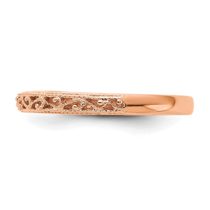 Buy 14K Rose Gold 3mm Intricate Filigree Wedding Ring - Stylish Luxury Design-3