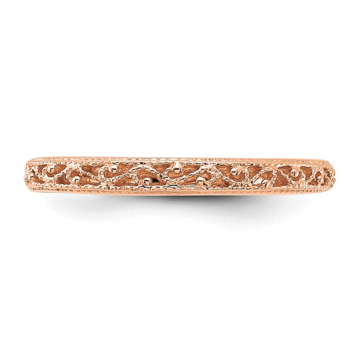 Buy 14K Rose Gold 3mm Intricate Filigree Wedding Ring - Stylish Luxury Design-4