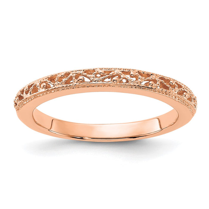 Buy 14K Rose Gold 3mm Intricate Filigree Wedding Ring - Stylish Luxury Design-1