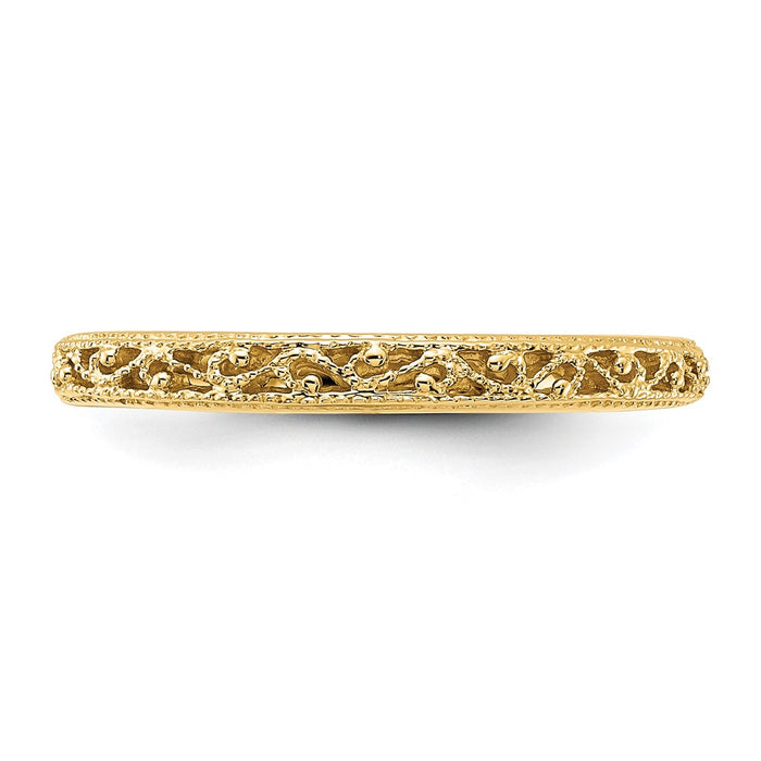 Buy Affordable 14K Gold 3mm Intricate Filigree Wedding Band - Luxury Style-4