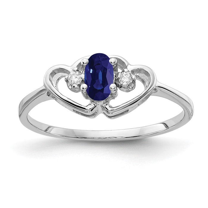 Buy 14K White Gold Oval Sapphire Ring 5x3mm with AA Diamonds - Stylish Value!-1