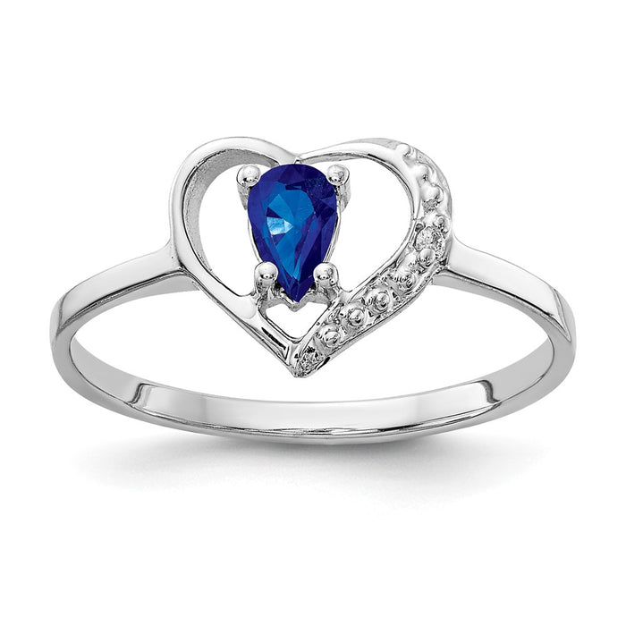 Buy Exclusive 14K White Gold Pear-Shaped Sapphire Ring with AA Diamonds, 5x3mm-1