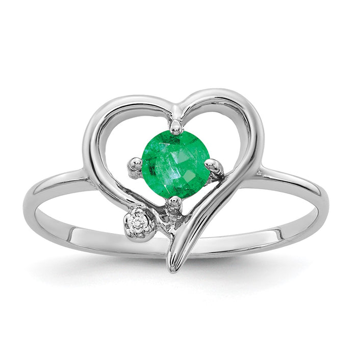 Shop Exclusive 4mm Emerald AA Diamond Ring in 14K White Gold - Luxury Value!-1