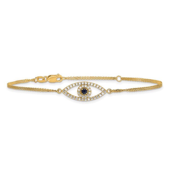 Buy Stylish 14K Gold Diamond & Sapphire Evil Eye Bracelet, 1-Inch Extension-3