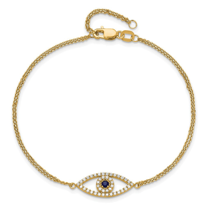 Buy Stylish 14K Gold Diamond & Sapphire Evil Eye Bracelet, 1-Inch Extension-4